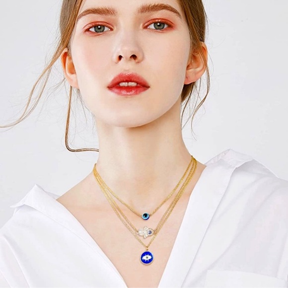 Jewelry - LOW START 3 layer evil eye necklaces